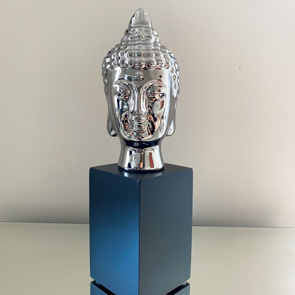 Silver Burmese Buddha Head Bust